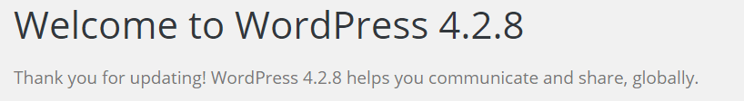 WordPress About page welcome message